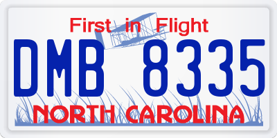 NC license plate DMB8335