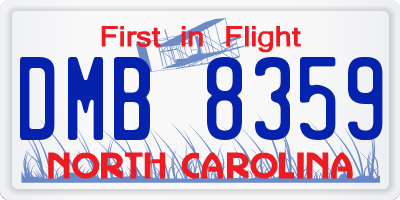 NC license plate DMB8359