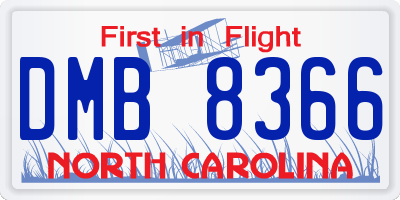 NC license plate DMB8366