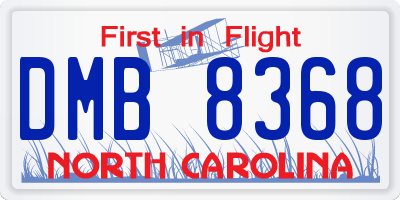 NC license plate DMB8368