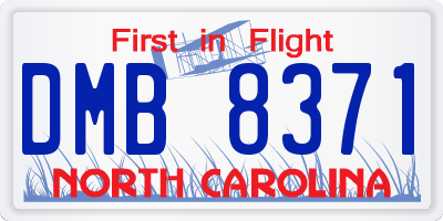 NC license plate DMB8371