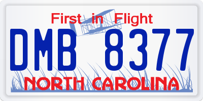 NC license plate DMB8377