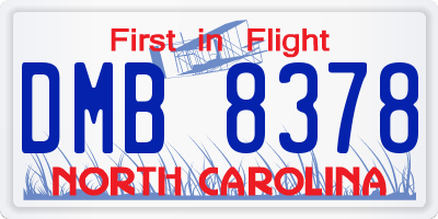 NC license plate DMB8378