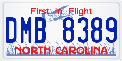 NC license plate DMB8389