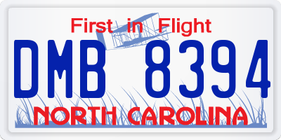 NC license plate DMB8394