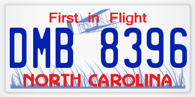 NC license plate DMB8396
