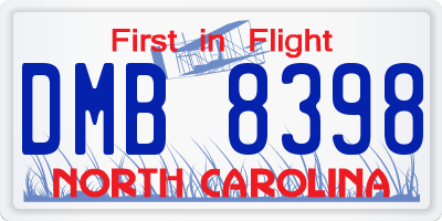 NC license plate DMB8398