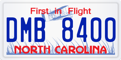NC license plate DMB8400