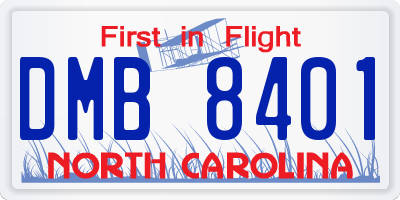 NC license plate DMB8401