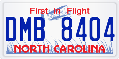 NC license plate DMB8404