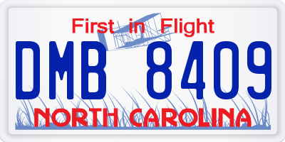 NC license plate DMB8409