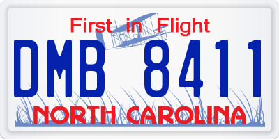 NC license plate DMB8411