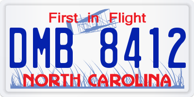 NC license plate DMB8412
