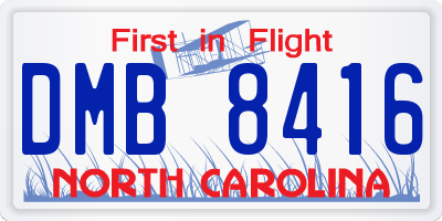 NC license plate DMB8416