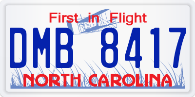 NC license plate DMB8417