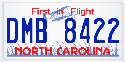 NC license plate DMB8422