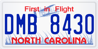 NC license plate DMB8430