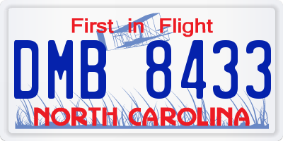 NC license plate DMB8433
