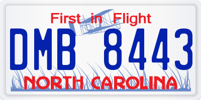 NC license plate DMB8443