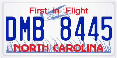 NC license plate DMB8445