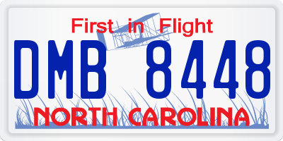 NC license plate DMB8448