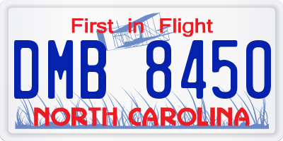 NC license plate DMB8450