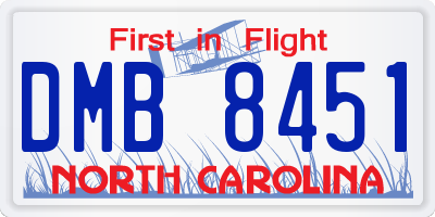 NC license plate DMB8451