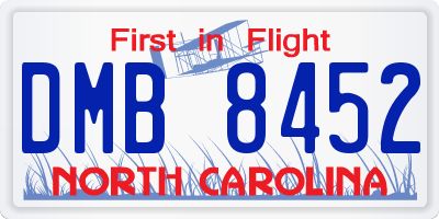 NC license plate DMB8452