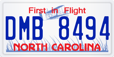 NC license plate DMB8494