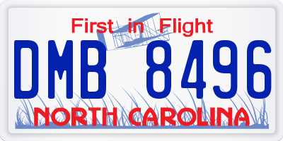 NC license plate DMB8496