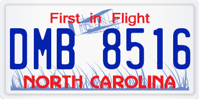 NC license plate DMB8516