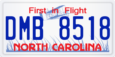 NC license plate DMB8518