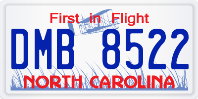 NC license plate DMB8522