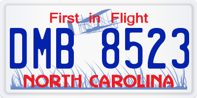 NC license plate DMB8523