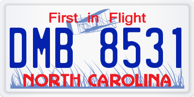NC license plate DMB8531