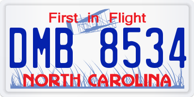 NC license plate DMB8534