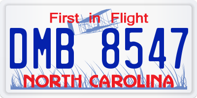 NC license plate DMB8547