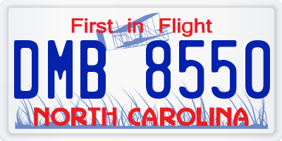 NC license plate DMB8550