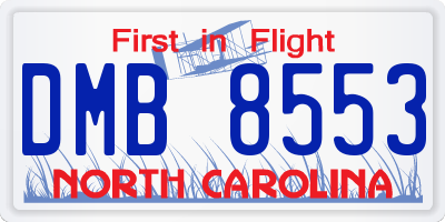 NC license plate DMB8553
