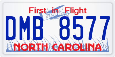 NC license plate DMB8577