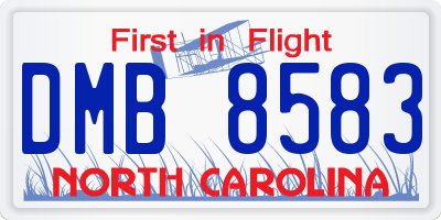 NC license plate DMB8583