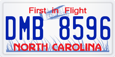 NC license plate DMB8596