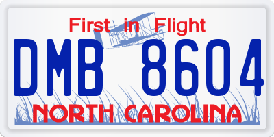 NC license plate DMB8604