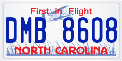NC license plate DMB8608