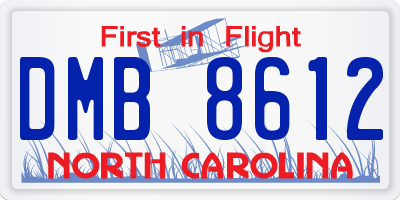 NC license plate DMB8612