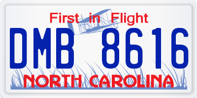 NC license plate DMB8616