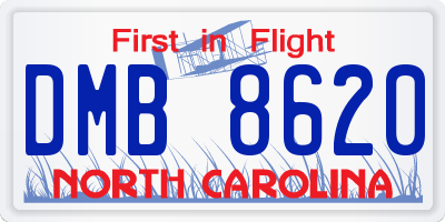 NC license plate DMB8620