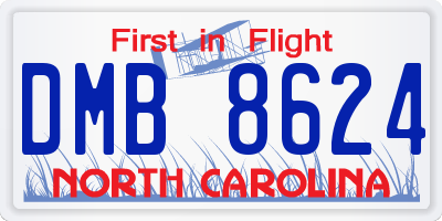 NC license plate DMB8624