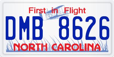 NC license plate DMB8626