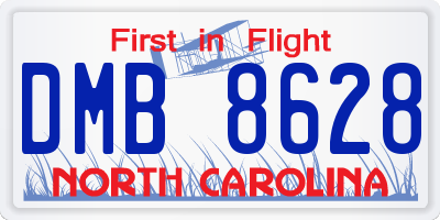 NC license plate DMB8628
